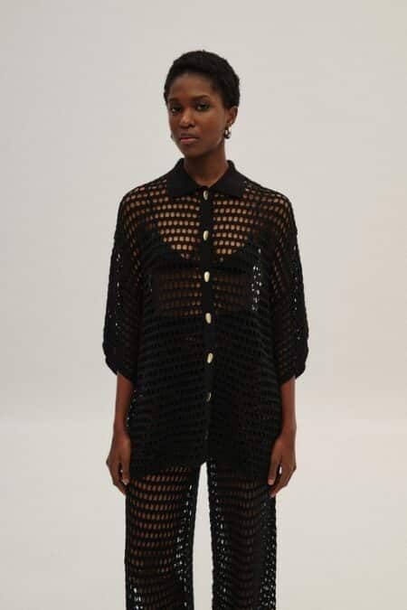 Combos Blouse Net Gold Buttons
