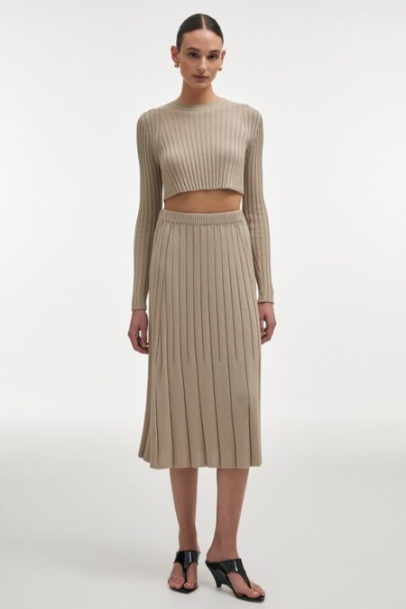 Nadia Rapti Femme Knitted Skirt Greige