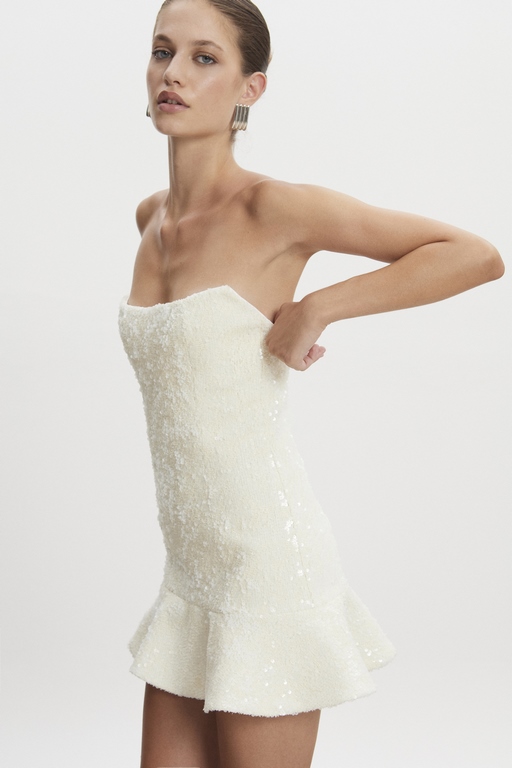 Nadia Rapti Arrow Strapless Dress White - Image 3