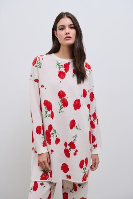Carnation Knit Blouse Ecru